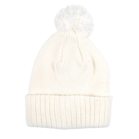 Gamer Pom Pom Beanie // White + White