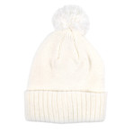 Gamer Pom Pom Beanie // White + White