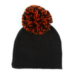 Cranium Big Pom Beanie // Black + Orange