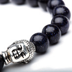Blue Goldstone + Silver Buddha Charm Bracelet (Small // 7.5")
