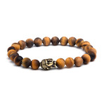 Matte Brown Tiger Eye + Brass Buddha Charm (Small // 7.5")