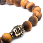 Matte Brown Tiger Eye + Brass Buddha Charm (Small // 7.5")