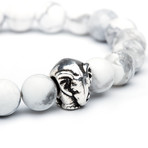 Matte Howlite + Silver Elephant Charm Bracelet (Small // 7.5")