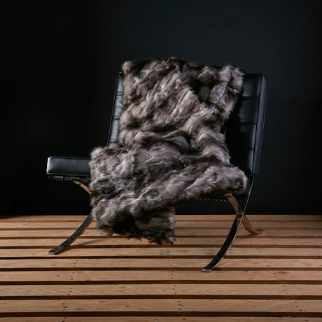 Lux Throw // Faux Brandy Fox // Charcoal