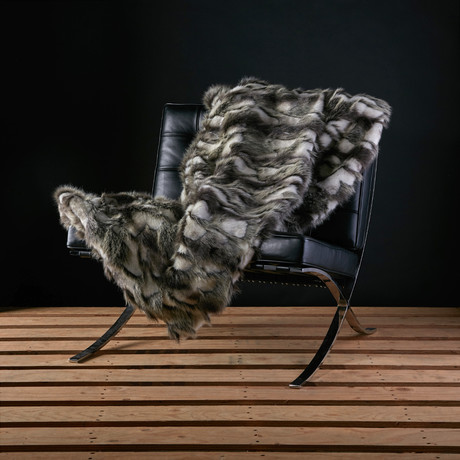 Lux Throw // Faux Brandy Fox // Slate