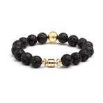 Gold Finish Black Lava Bracelet (6")