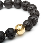 Gold Finish Black Lava Bracelet (6")