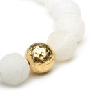 Gold Finish Frosted White Bracelet (6")