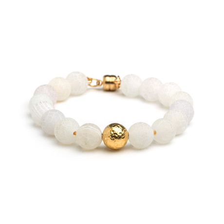 Gold Finish Frosted White Bracelet (6")