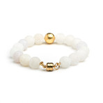 Gold Finish Frosted White Bracelet (6")