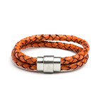 Cognac Double Cord Leather Bracelet (6")