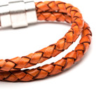 Cognac Double Cord Leather Bracelet (6")