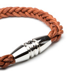 Brown Braided Leather Bracelet (6")