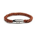 Brown Braided Leather Bracelet (6")