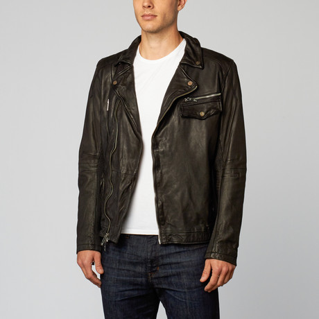 Leather Biker Jacket // Black (S)