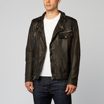 Leather Biker Jacket // Black (M)