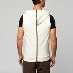 Back Zip Sleeveless Hoodie // Ecru (XS)