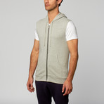 Back Zip Sleeveless Hoodie // Grey Melange (M)