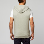 Back Zip Sleeveless Hoodie // Grey Melange (S)