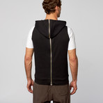 Back Zip Sleeveless Hoodie // Black (XS)