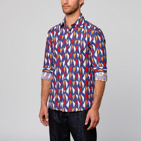 Modern Fit Button-Up Shirt // Triangle Royal (S)