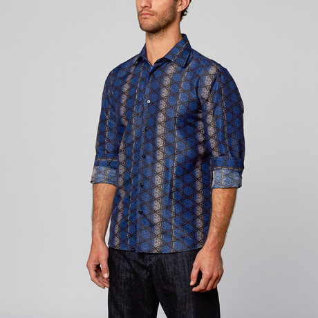 Modern Fit Button-Up Shirt // Ombre Stripe Royal (S)