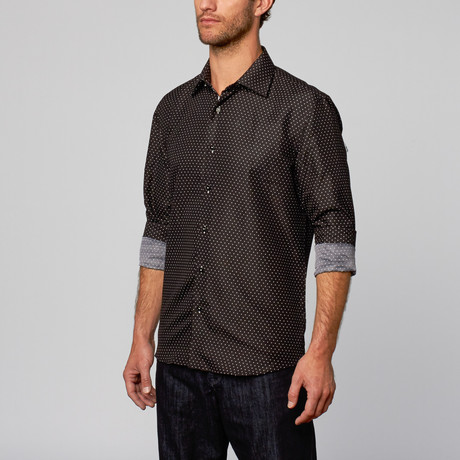 Modern Fit Button-Up Shirt // Polka Dot Black (S)