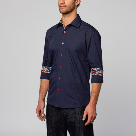 Modern Fit Button-Up Shirt // Navy (S)