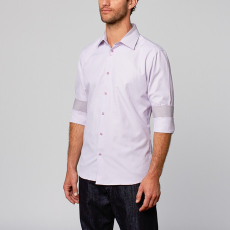 Modern Fit Button-Up Shirt + Contrast Collar // Purple (S)