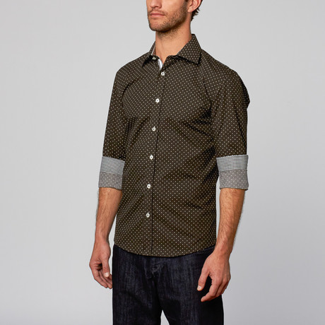 Modern Fit Button-Up Shirt // Polka Dot Charcoal (S)