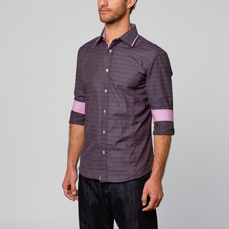 Modern Fit Button-Up Shirt // Shadow Dot Purple (S)