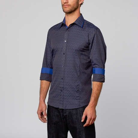 Modern Fit Button-Up Shirt // Shadow Dot Navy (S)