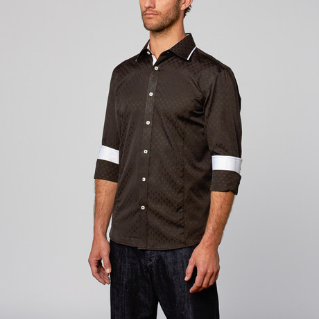 Modern Fit Button-Up Shirt // Black Shadow Dot (S)