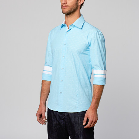 Modern Fit Button-Up Shirt // Light Paisley Turquoise (S)