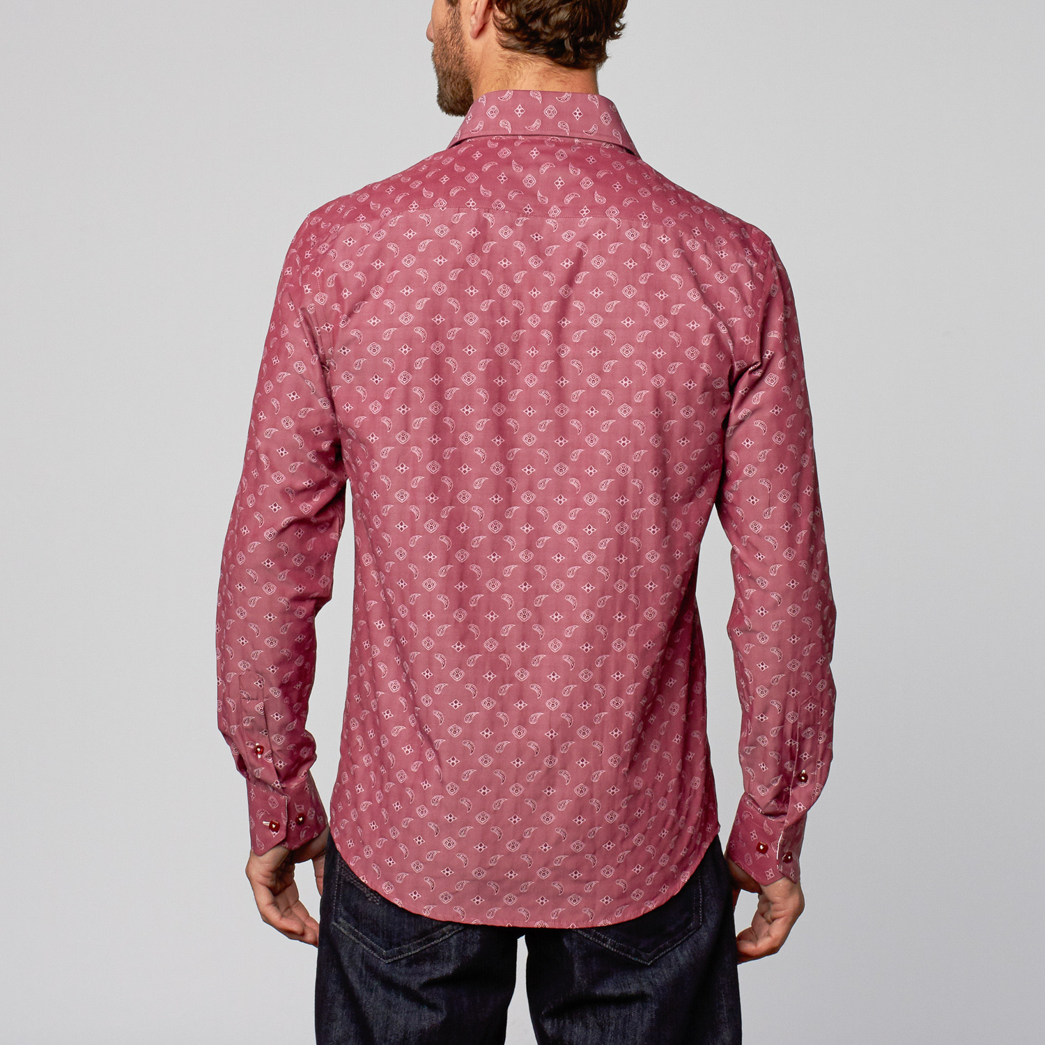 burgundy paisley shirt