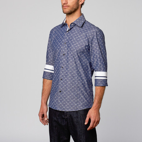 Modern Fit Button-Up Shirt // Paisley Navy (S)