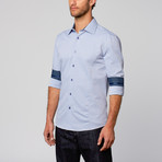 Textured Modern Fit Button-Up Shirt // Soft Navy (S)