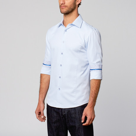 Textured Modern Fit Button-Up Shirt // Light Blue (S)