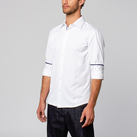 Modern Fit Button-Up Shirt + Abstract Detail // White (S)