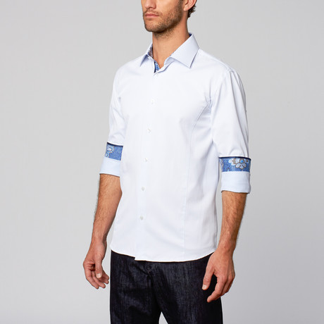 Modern Fit Button-Up Shirt + Abstract Detail // Light Blue (S)