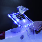 Moonlight // Waterfall Basin Sink Glass Top Faucet