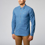 FreeNote // Gavel Button-Up Shirt // Blue (L)
