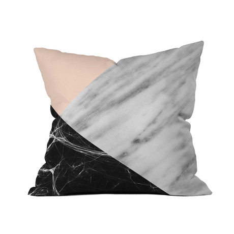 Pink + Marble Collage Throw Pillow (18" x 18")