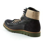 Genuine Grain Leather Shoe // Black + Green