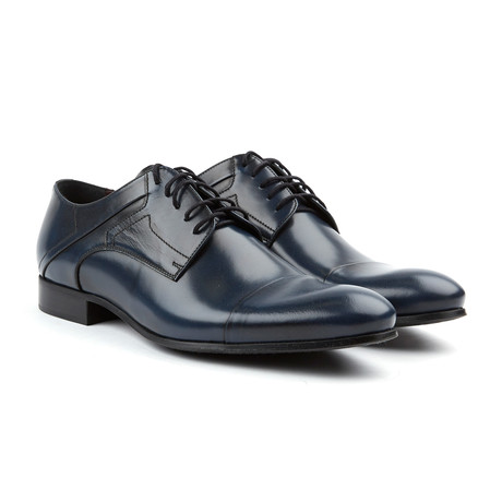 Domeno // Genuine Grain Leather Oxford // Dark Blue  (Euro: 39)