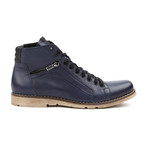 Genuine Grain Leather Boot // Navy + Beige (Euro: 40)