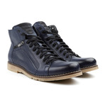 Genuine Grain Leather Boot // Navy + Beige (Euro: 40)