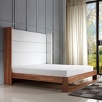 Lyon Collection // King Bed // Walnut Veneer (Taupe Fabric)