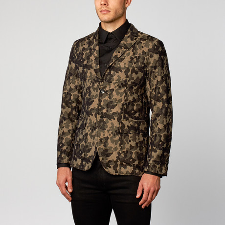 Jacquard Camouflage Blazer // Dark Taupe (S)