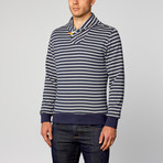 Terry Shawl Collar Pullover // Indigo Stripe (M)